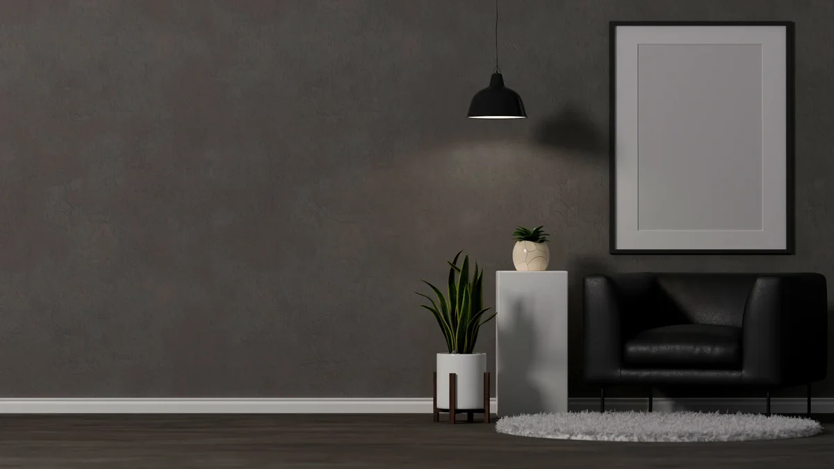 Matte painted interior wall